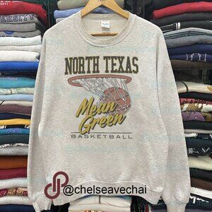 Vintage University of North Texas Mean Green Basketball Sweatshirt, NCAA Shirt